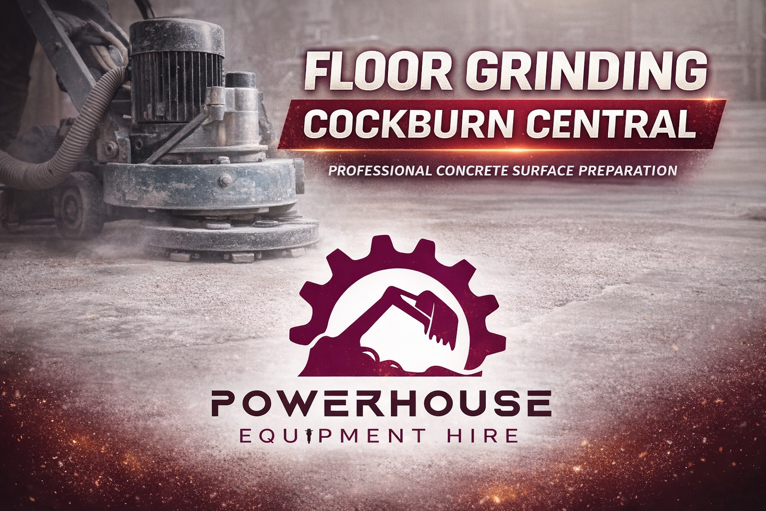 Floor grinding Cockburn Central by PowerHouse Equipment Hire for concrete surface preparation and epoxy flooring